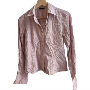 Rafaella Pinstripe Blush Stripe Long  Sleeve Shirt Size Petite Small